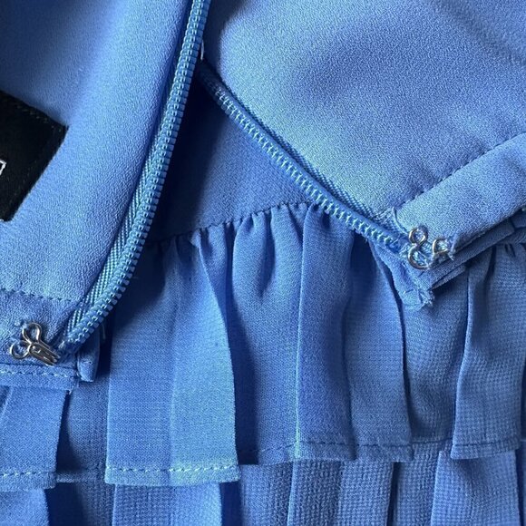 NWOT Laundry by Shelli Segal Women Ruffle Elastic Waist Blue Dress - Size 6 - Picture 9 of 11